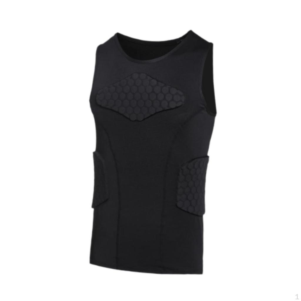 Mens Padded Vest Chest Rib Protector Sleeveless Shirt Comfortable Breathable Guard