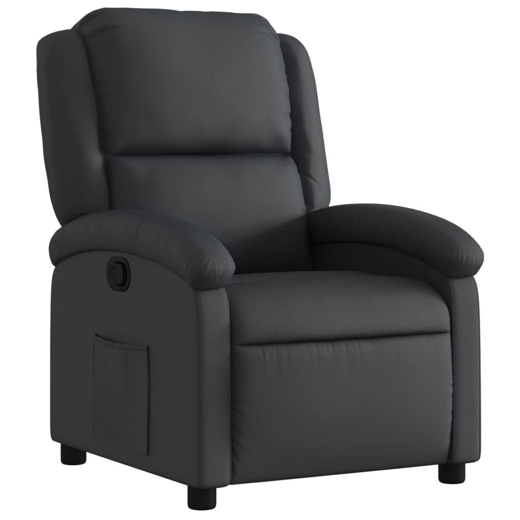 Relaxation Armchair In Genuine Leather Black