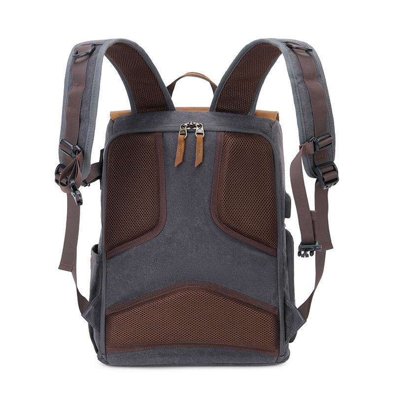Professional Waterproof Waxed Canvas DSLR Camera Backpack USB Charging Por Large High-End Camera Bag Backpack Camera Drone Backpack