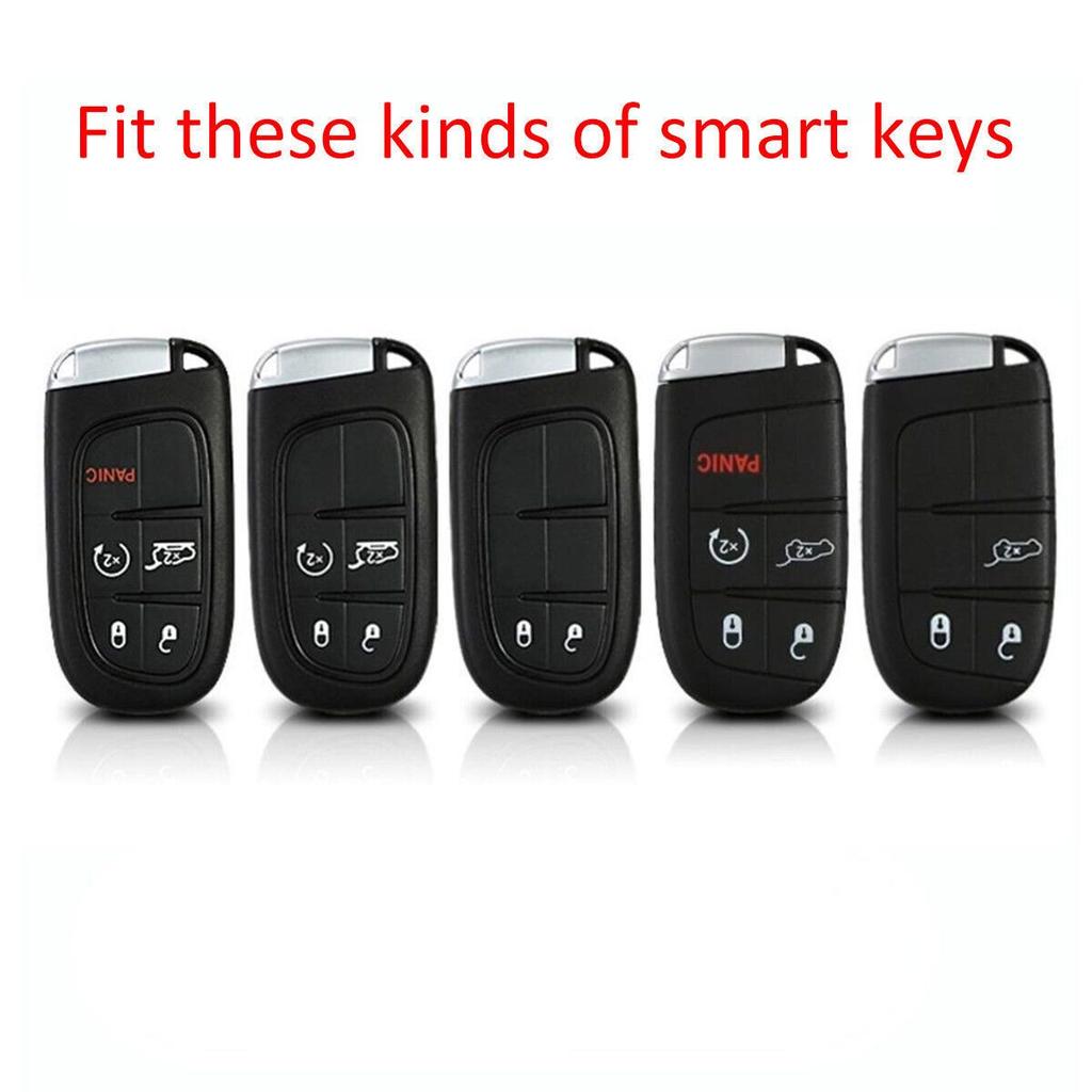 Carbon Fiber Car Key Fob Case Cover Holder For Jeep Dodge Chrysler Accessories