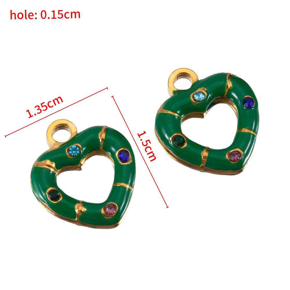 5pcs 2pcs Color Enamel Heart Moon Charm Stainless Steel Crystal Beads Earrings Pendant DIY Jewelry Making Necklace Accessories