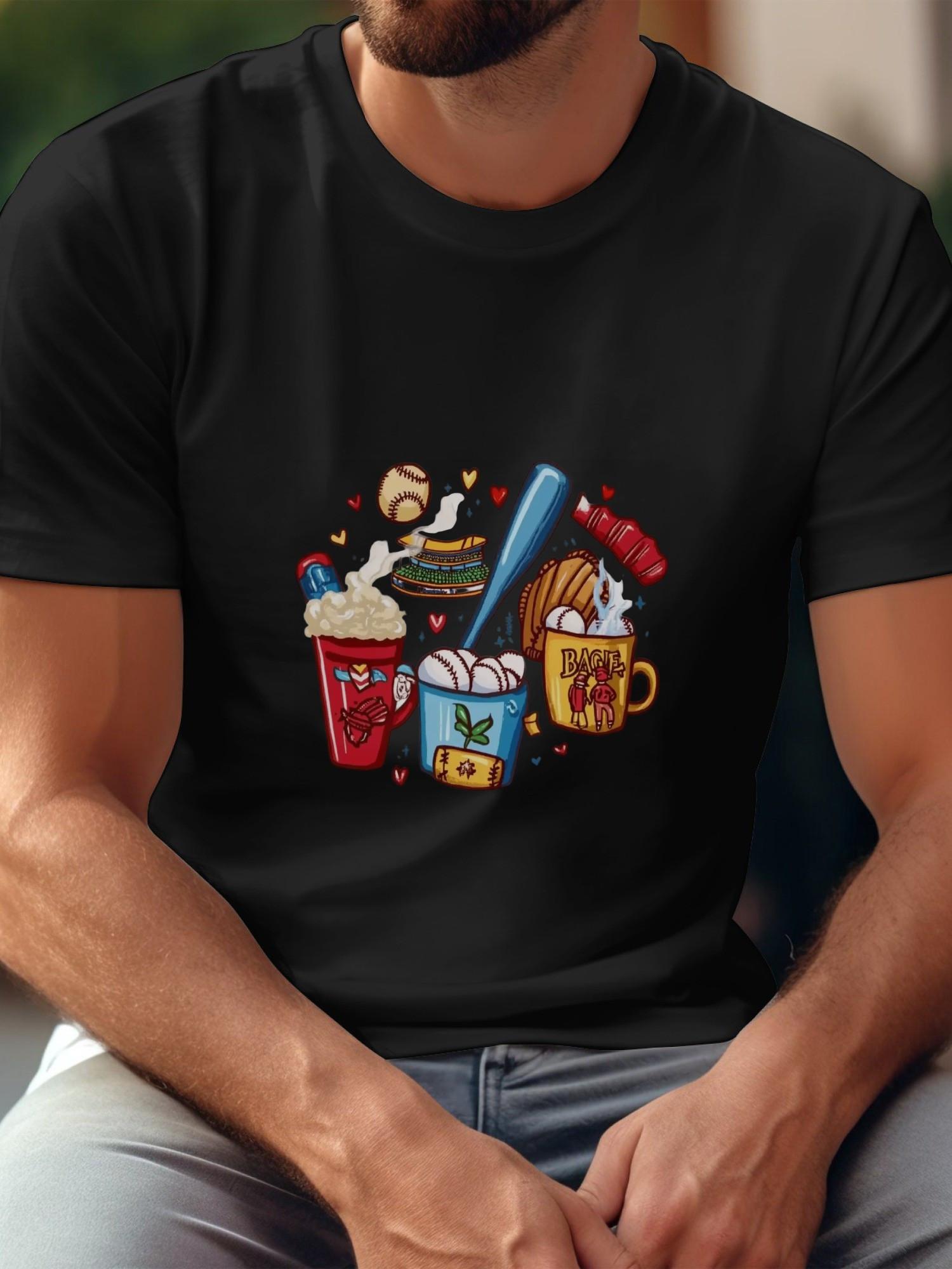 1pc Baseball-themed Cheerful Cartoon T-shirt XL