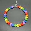 Acrylic Love Rainbow Necklace Adjustable Heart Beaded Necklace Collarbone Chain  For Couples