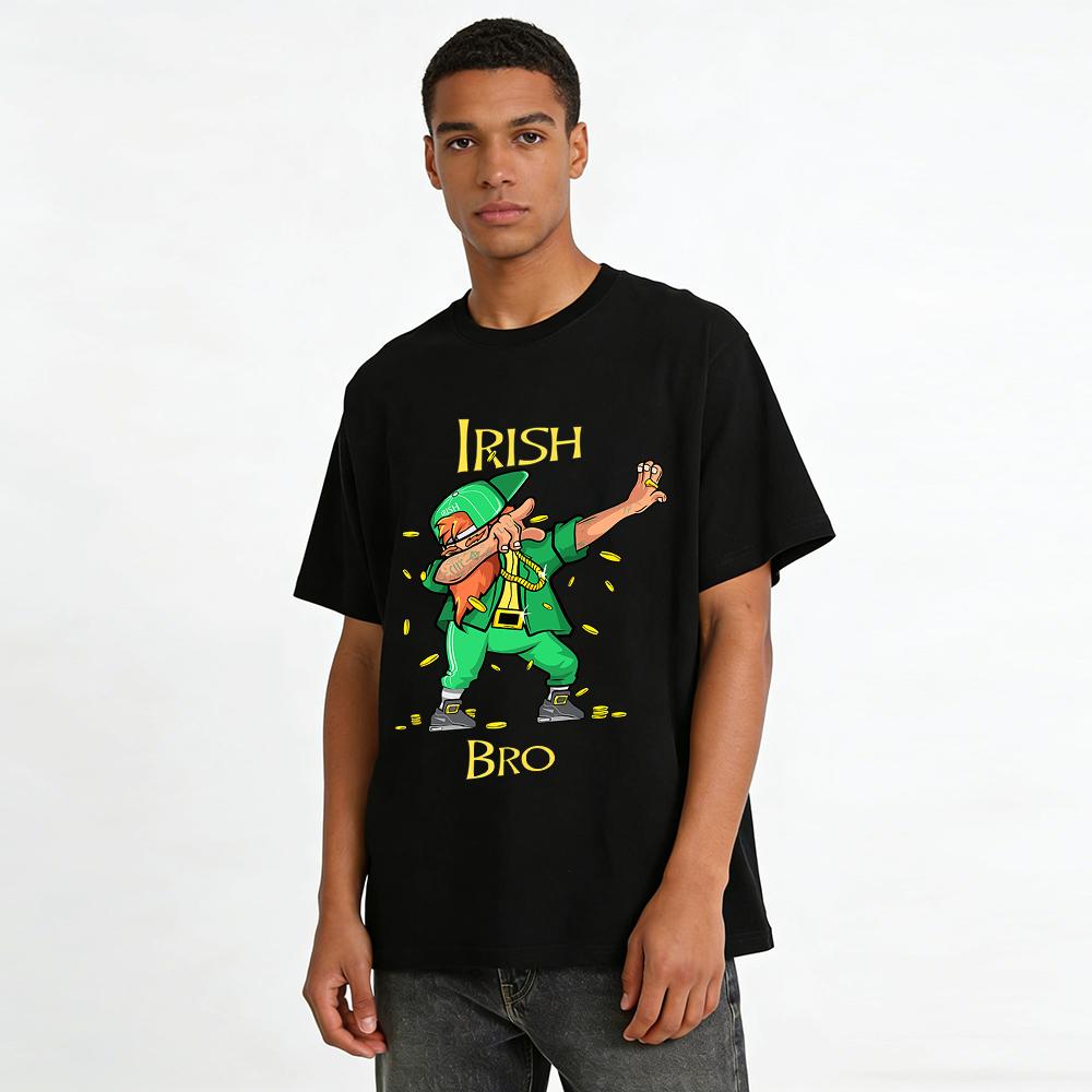 St. Patrick's Day Funny Irish Bro Gold Coin Print Casual Top Pure cotton T-shirt