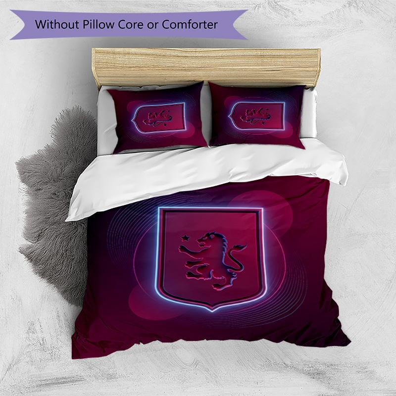 Set Lenzuola Stampato Aston Villa Football 3 Pezzi, Comodo Set Copripiumino per Camera da Letto Amico della Pelle
