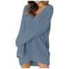 Women Fashion Casual Color Color Loose V-neck Stitching Long-sleeved Knitted Dress