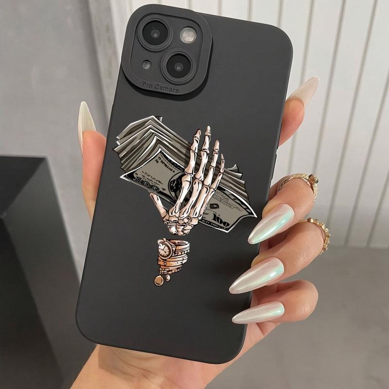 

Skull Hand with Money Design Apple 16 Pro Max/15/13 Soft Matte Silicone Phone Case iPhone 14 Pro Max
