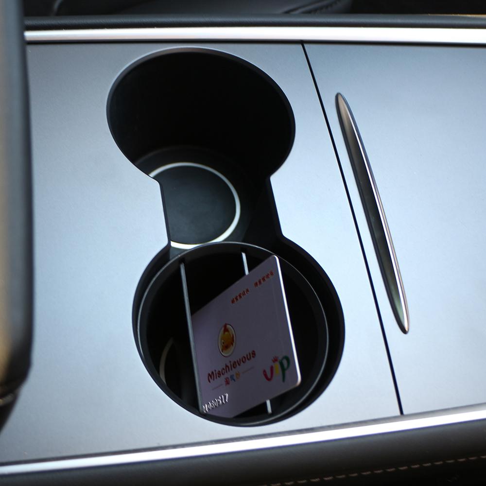 ABS Car Water Cup Holder Card Coin Storage Box for Tesla Model 3 2016 2017 2018    Stowing Organizer