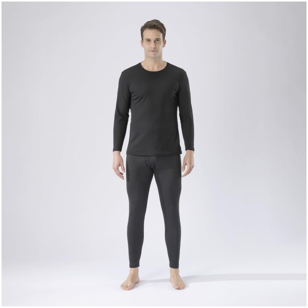 Mizuno Breath Thermo Thin for Daily Long Tights Size L Underwear, Heat-Generating Innerwear, Use, (Front Opening), Men's, Black,