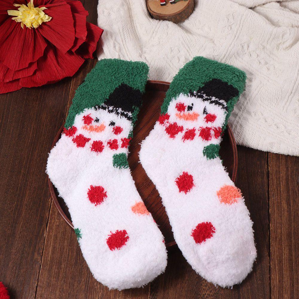 5Pairs Santa Claus Coral Fleece Socks Plush Winter Floor Socks Soft Sleeping Socks Women  Girls