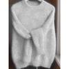 Weicher Ästhetischer Vintage Strickpullover Damen Frühling Herbst Locker Gemütlich Lässiger Leichter Dünner Pullover