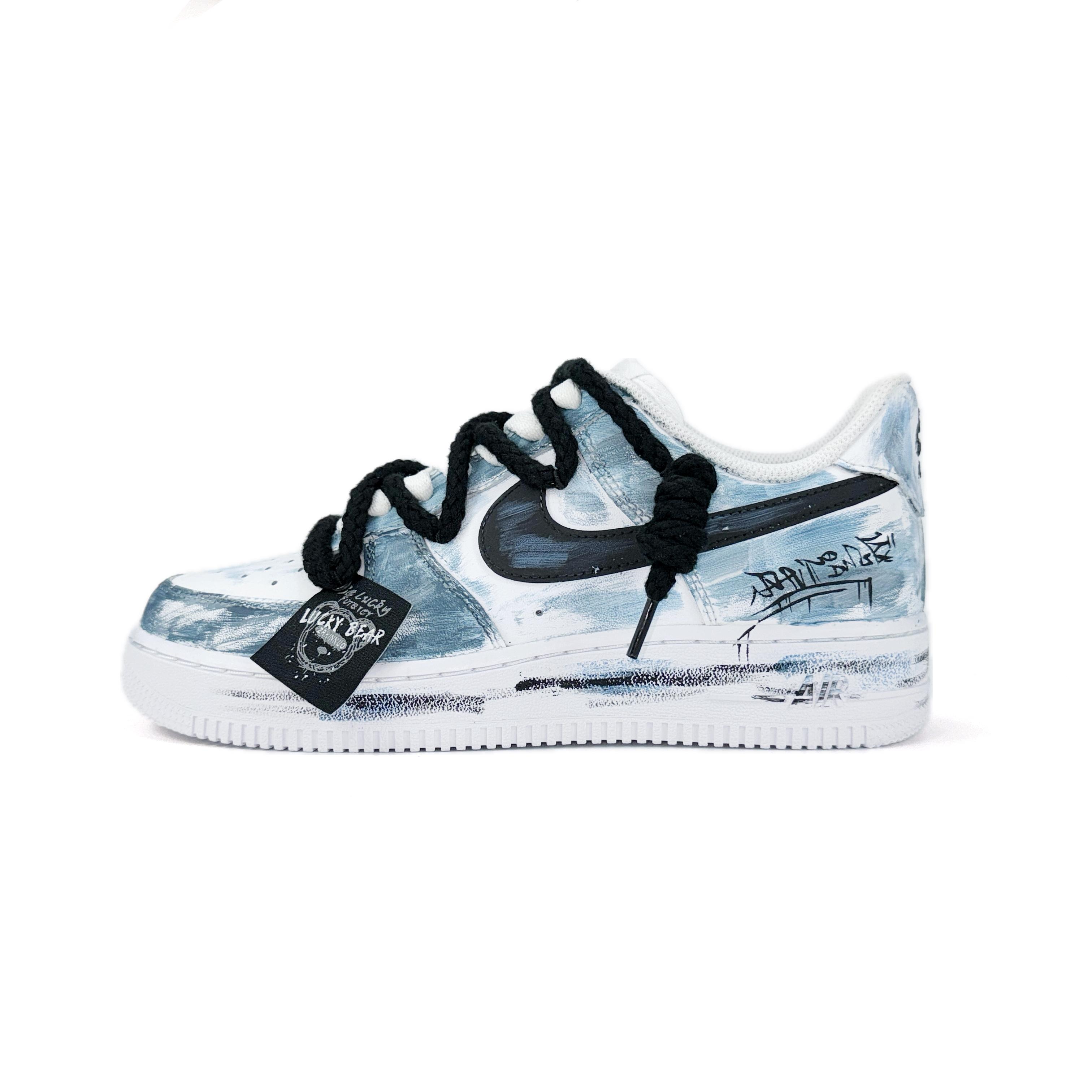 

Nike Air Force 1 Coverage Slip Resistant Abrasion Resistant Low top Skateboard Shoes Unisex Cement Gray Blue DD8959-100(Team405-) 35.5