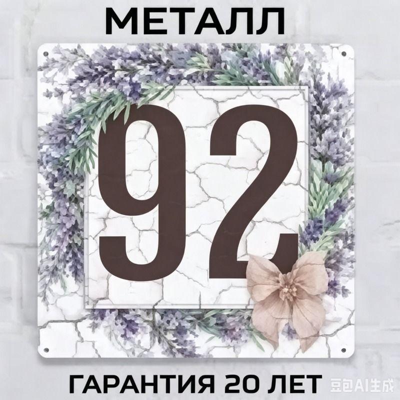 Metallhausnummernschild im Landhausstil Lavendel 20x20cm