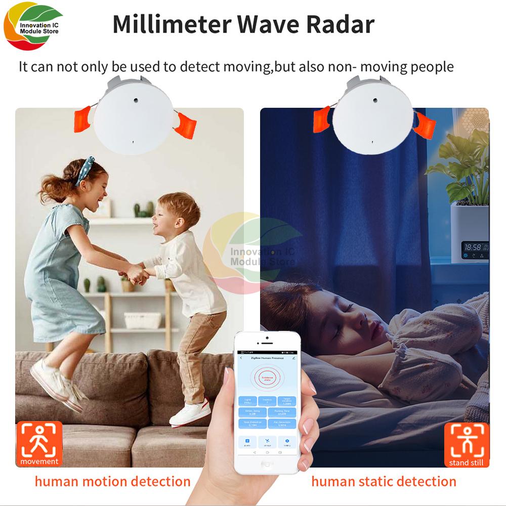 Smart Life Zigbee Human Presence Detector 5.8G/24G Tuya Wifi MmWave Radar Pir Montion Sensor With Luminance Detection