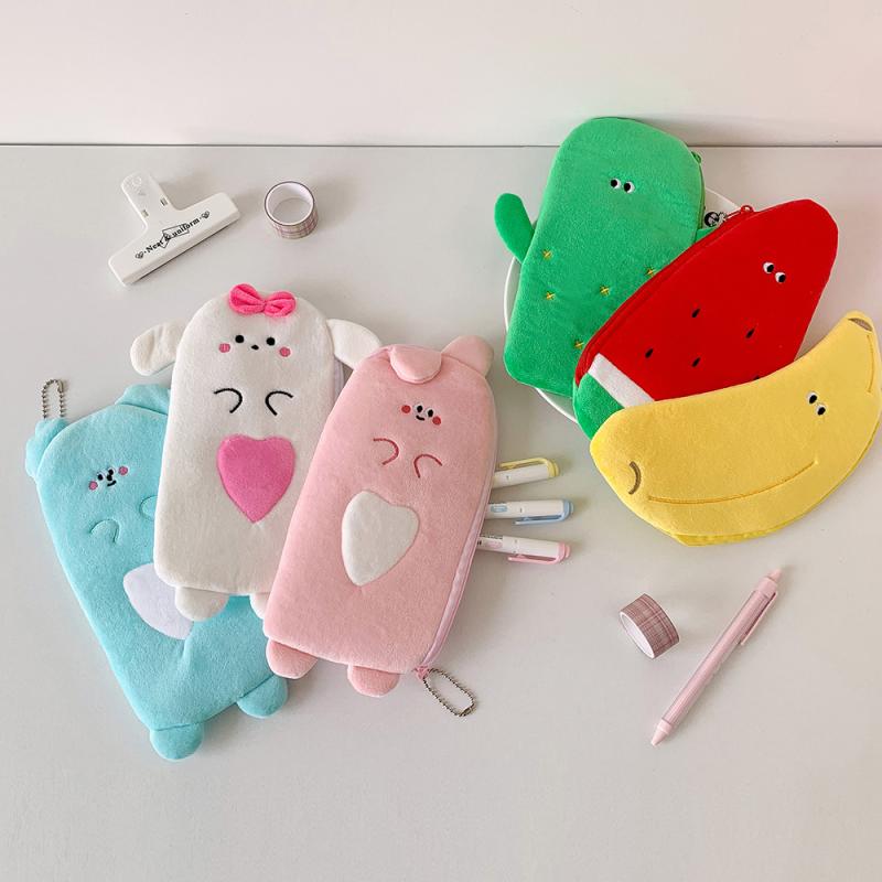 Cartoon Niedlich Plüsch Frucht Tier Federmäppchen Kreativ Kawaii Plüschpuppe Schreibwaren Aufbewahrungszubehör Kosmetiktasche Schreibwaren