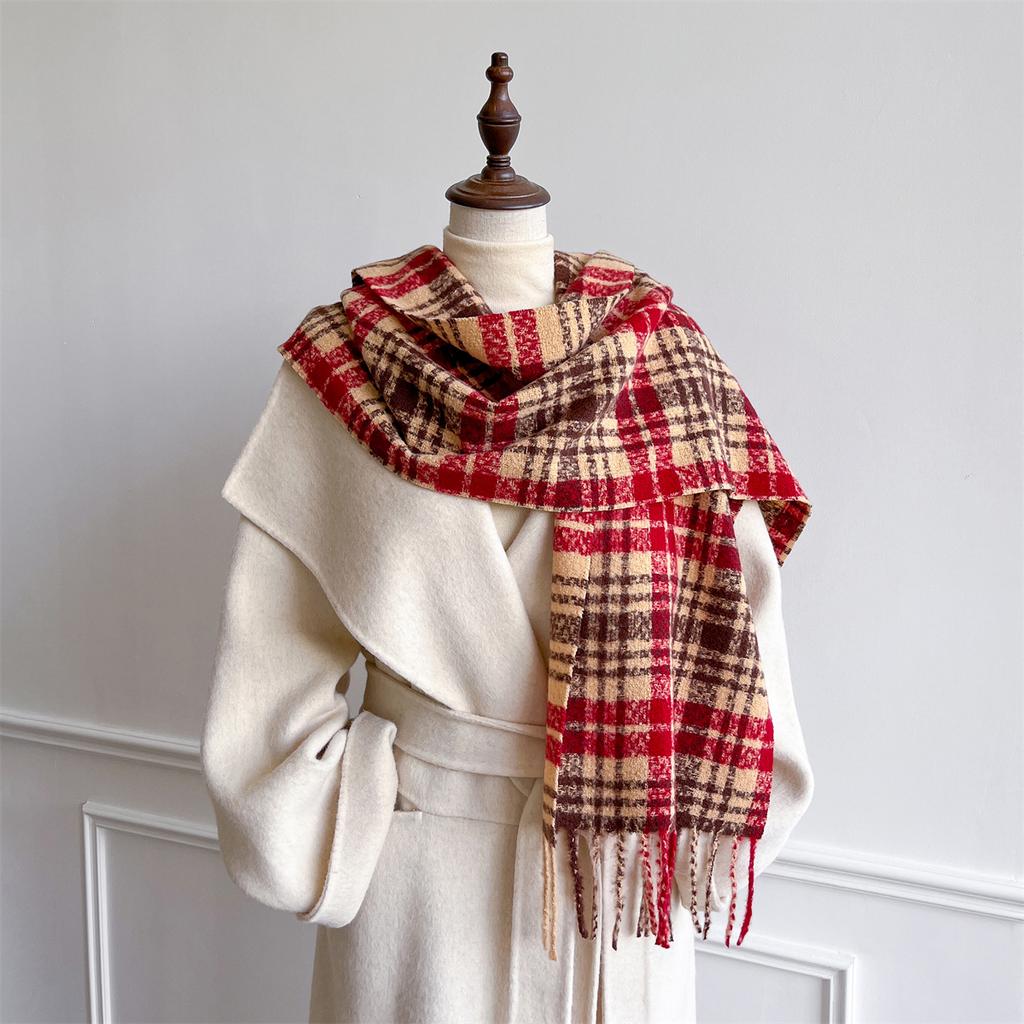 Luxury Winter Plaid Scarf for Women Men British Style Cashmere Scarves With Tassel  Designer Female Winter Warm Clothing