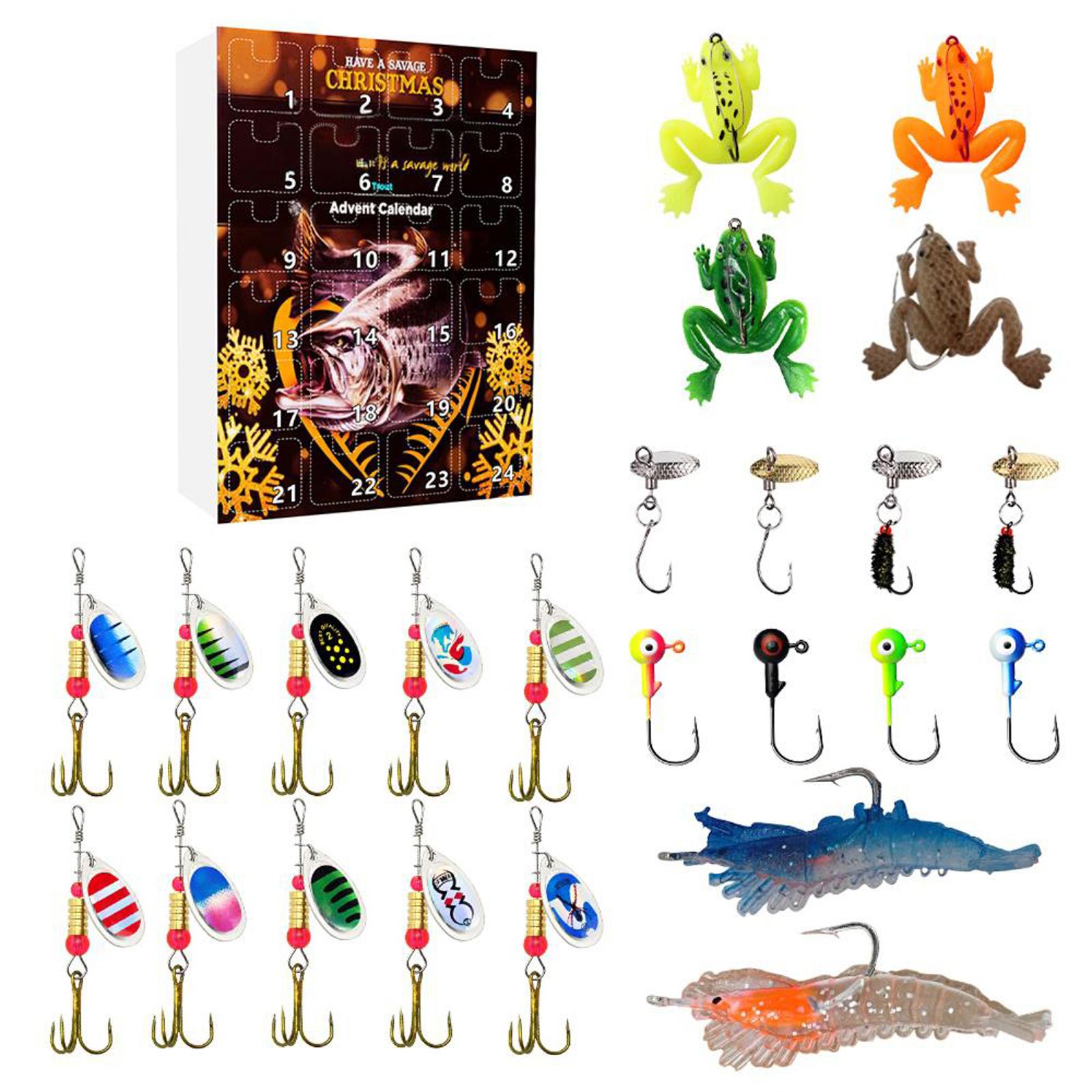 

3D 24pc Advent Calendar Fishing Christmas Countdown, Fishing Tackle Advent Calendar For FishAdult Men Teen Boys, Xmas Surprise Gift One Size