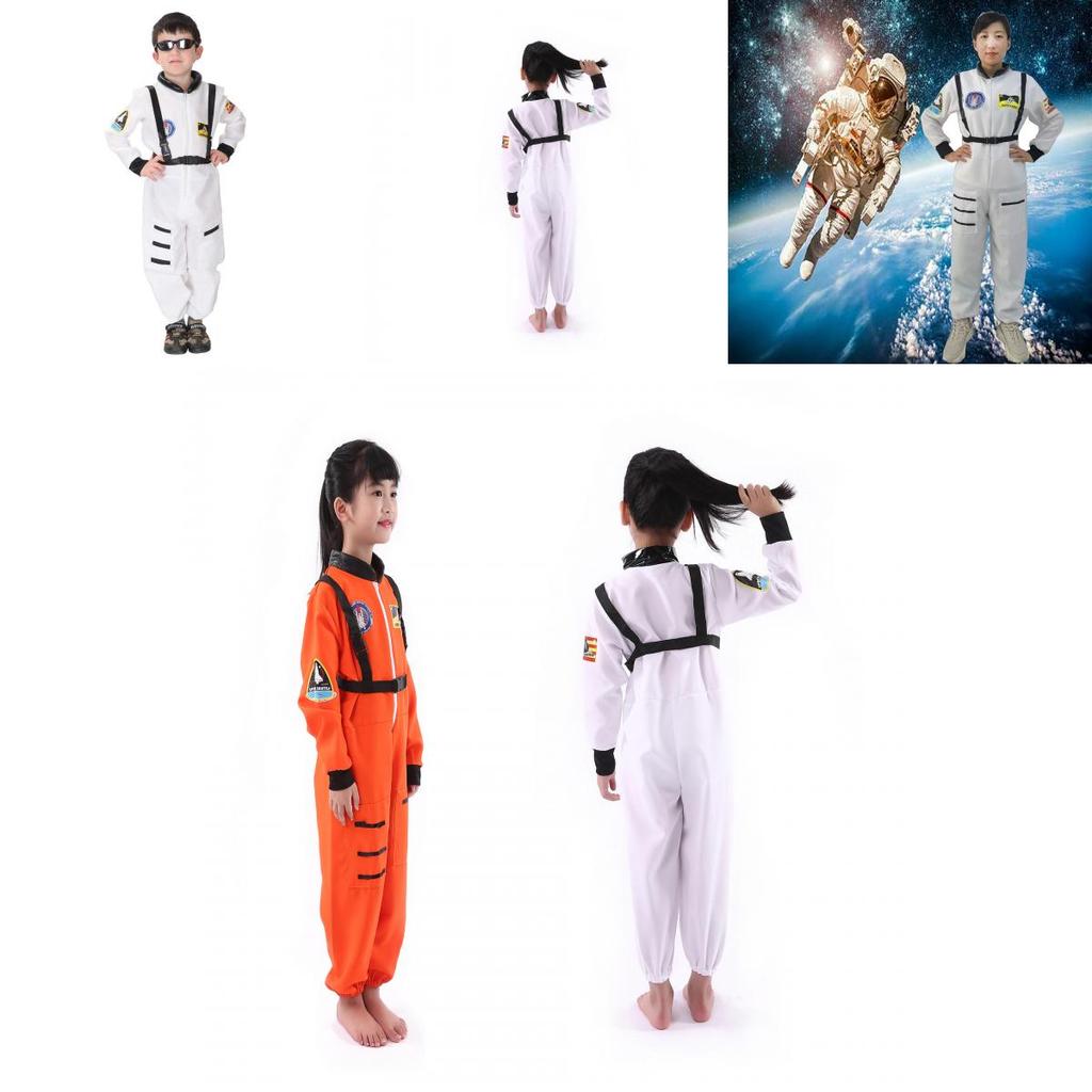 Astronauten Cosplay Kostüm für Kinder Polyesteranzug mit Raumanzugdesign für Halloween-Partys