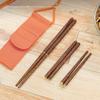 Reusable Folded Chopsticks Portables Stainless Steel Wood Natural Chopsticks for Camping and Picnics