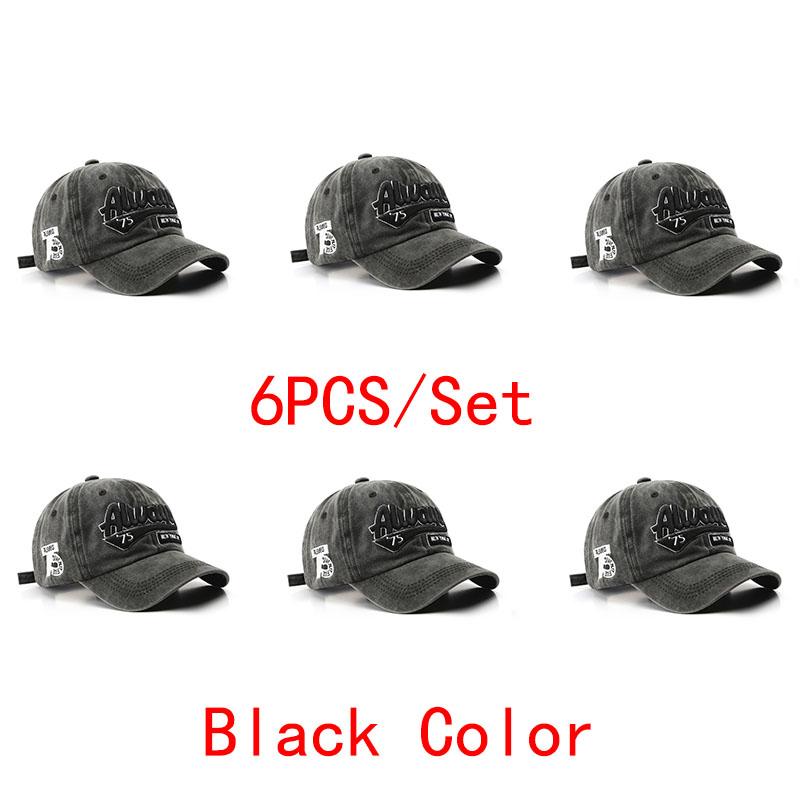6PCS Embroidered Baseball Cap For Women Men New Spring Summer Solid Sunhat Retro Washable Sport Snapback Cap Hip Hop Fishing Hat