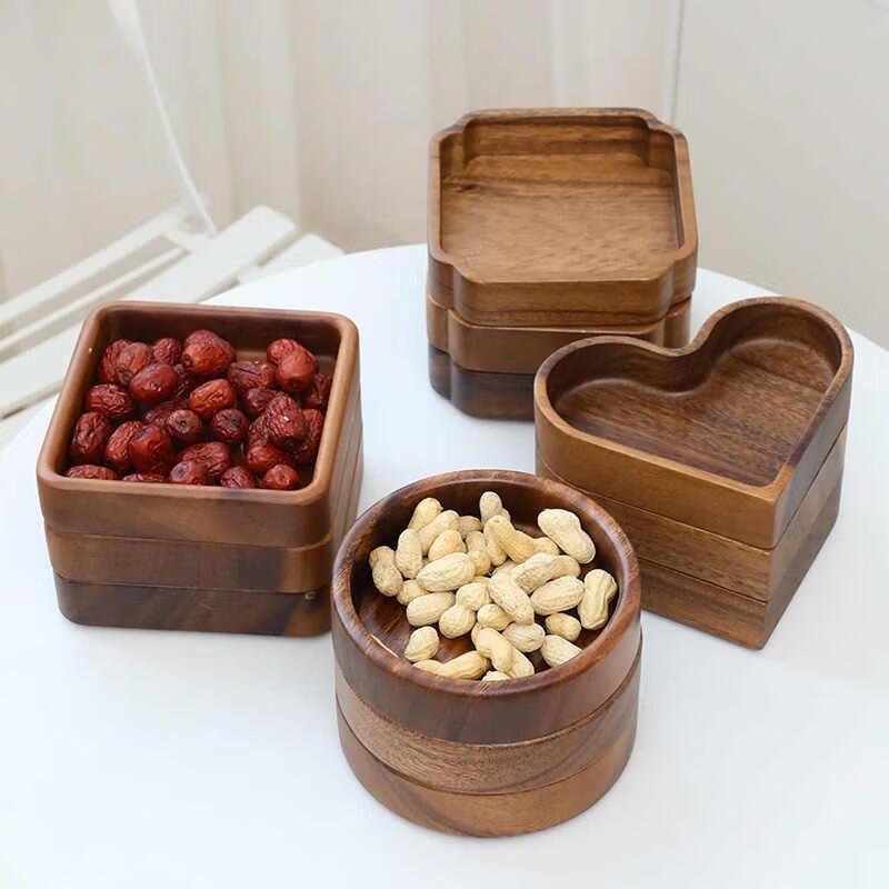 Van Gogh Walnut Solid Wood Round Fruit Plate