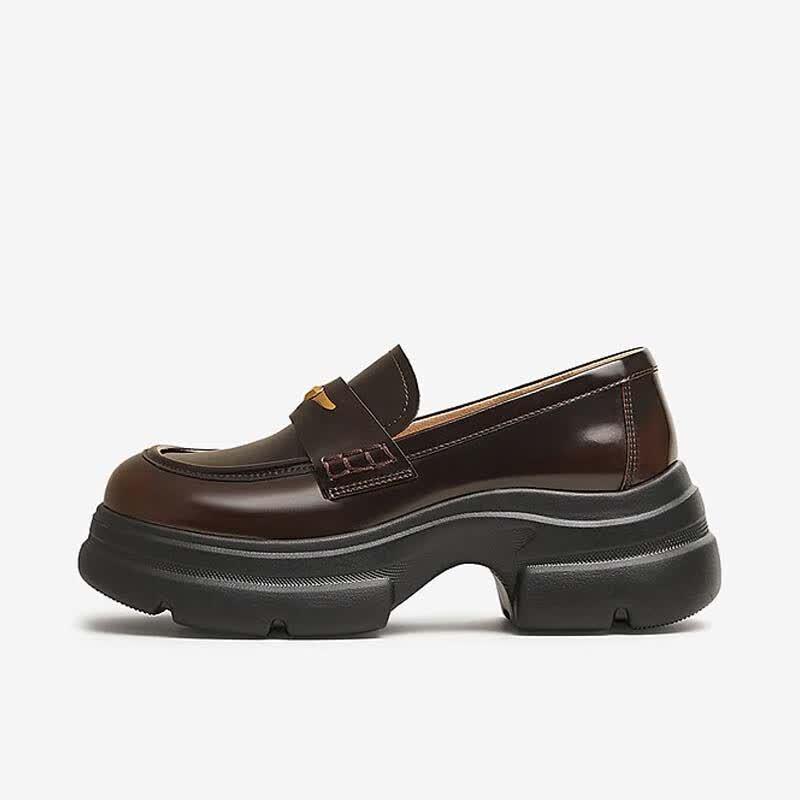 TATA Women s Fashion Retro Heart Thick-soled Loafers 35