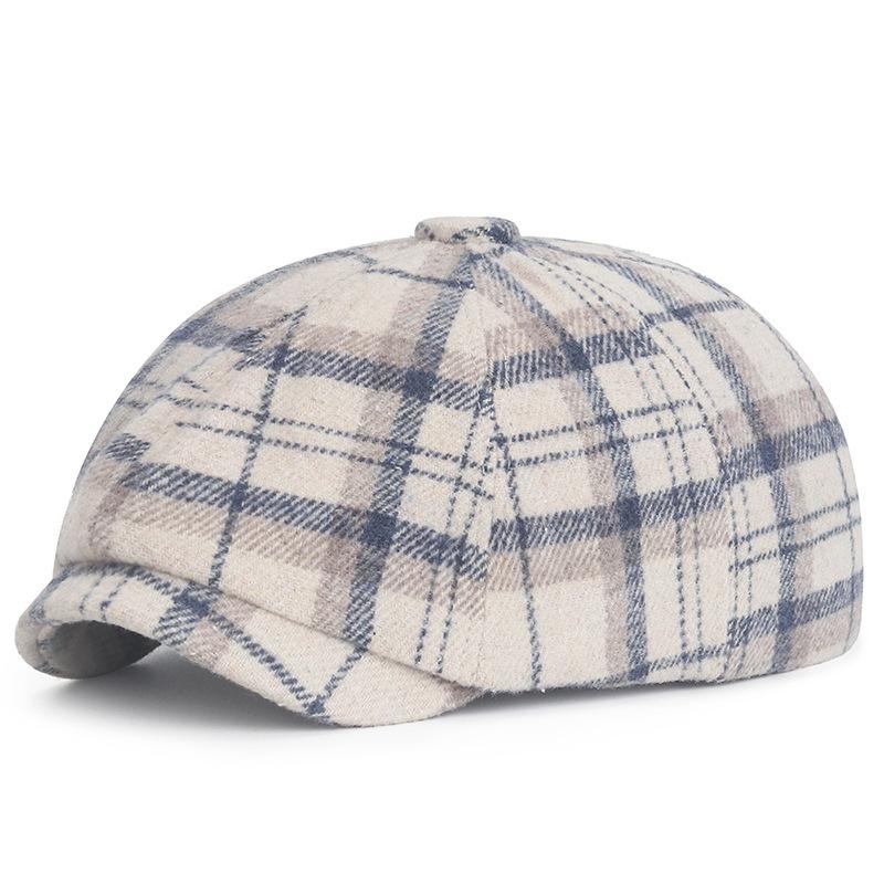 Men Women Berets New Autumn Winter Hat Retro Octagonal Flat Cap Artist Painter Beret Hat Male Female Plaid Ivy Beret Cap