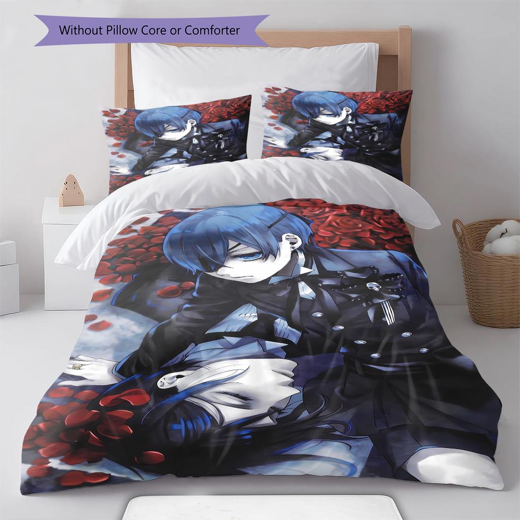 Pościel z motywem Czarnego Lokaja, Zestaw kołdry, Poszewka na kołdrę, Poszewka na poduszkę, Domowy prezent urodzinowy (1 * poszwa na kołdrę + 2 * poszewki na poduszki, bez rdzenia)