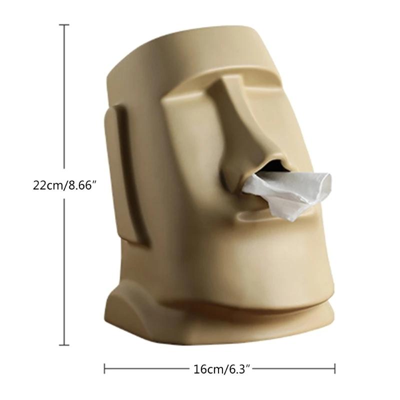 Statue tissue box, napkin storage bucket, Easter Island portrait resin tissue box holder, bar napkin box, hotel room decoration