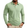 Men's Long Sleeve Turn Down Collar Polos Business Casual Solid Color Pull On Polo Shirts Men Classic Style Tees Tops