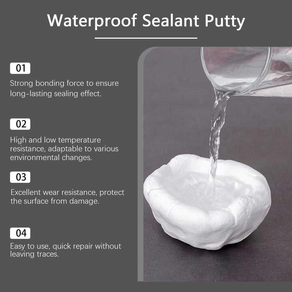 Waterproof Duct Seal Repair Sealing Clay 8 Pack White Moldable Silicone Putty, Quick Mending Mud for Pipe Connection, Wall Hole