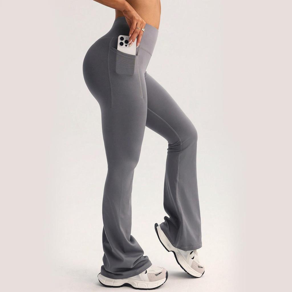 Women's High-Waist Slim Flare Yoga Pants: Peach Hip-Lifting Fitness & Outdoor Sportswear