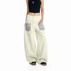 American Retro Leopard Print Splicing Rivet Design Sense Scimitar Jeans Men's and Women's Loose Casual Wide-leg Trousers