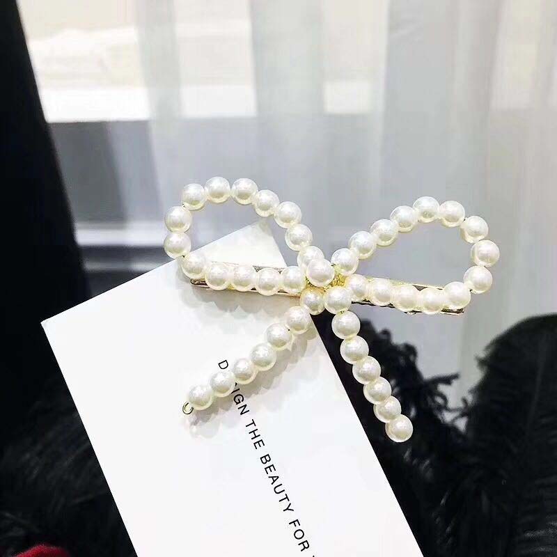 Y2K Korean White Pearl Bowknot Hairpin Hair Clips for Women Girl Elegant  Fashion Geometric Hair Barrettes Hair Accessories