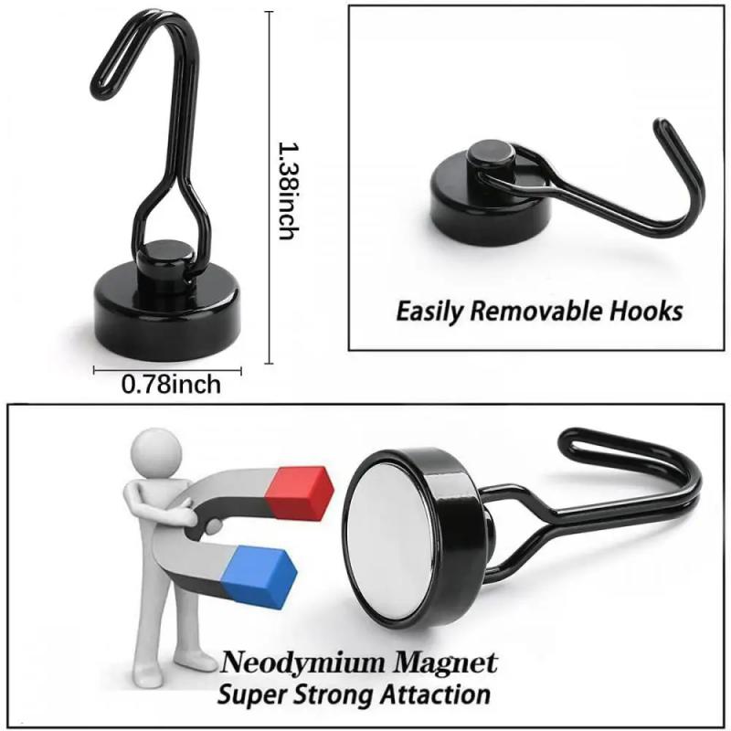 30pcs Magnetic Hooks Cruis Heavy Duty Neodymium Rare Earth Magnetic Hangers, Extra Strong Magnets With Hook For Hanging Tools