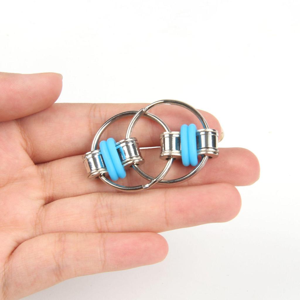 Stress Relief Metal Fidget Cube Keychain with Bicycle Chain