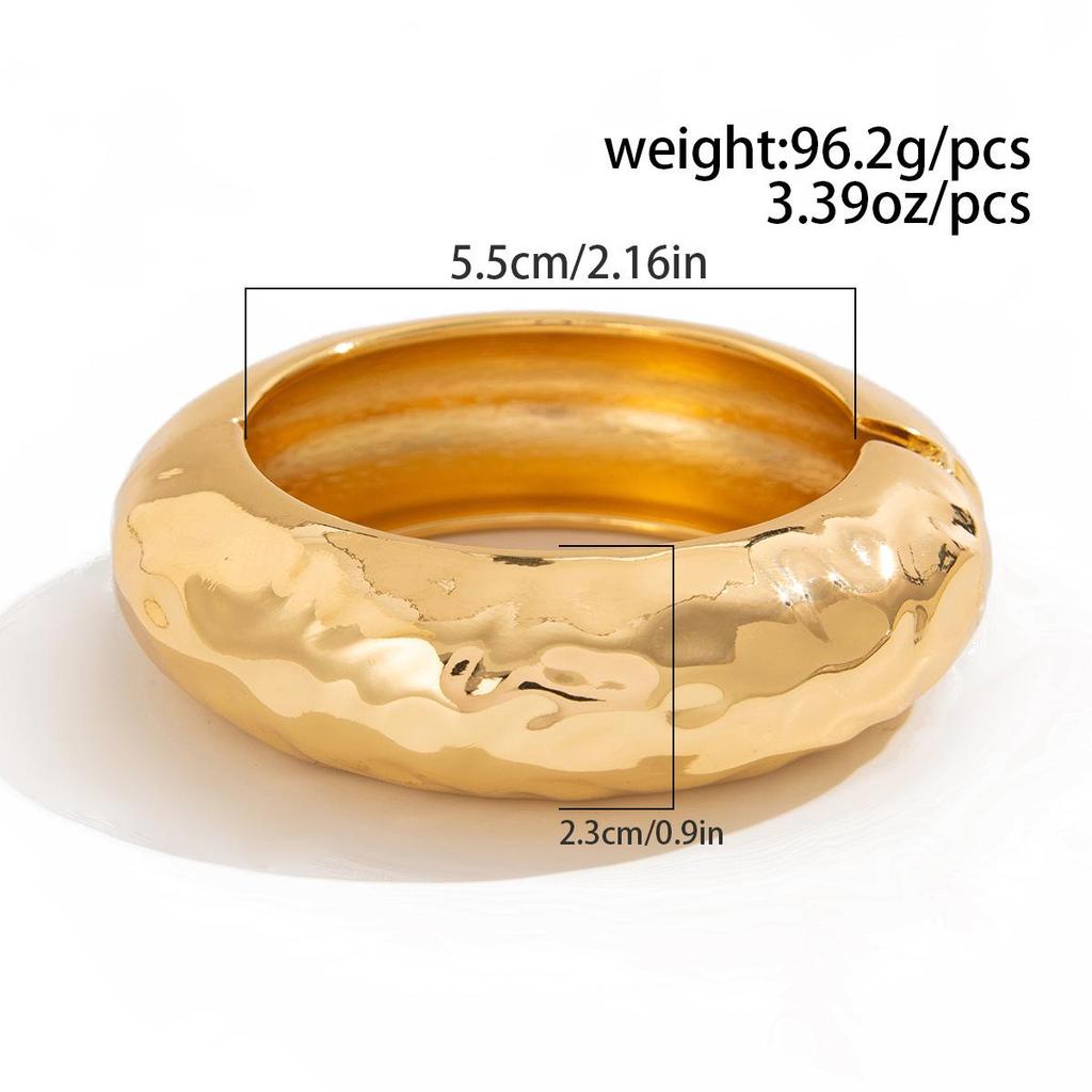 2024 New Fashion Round Wide Grain Bangle Irregular Alloy Open Bracelet Women Gold Silver Creative Handmade Bracelets