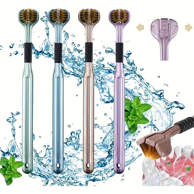Lot de 10 brosses à dents pour adultes à poils ultra-doux 3D à trois côtés - Soin doux des gencives, Nettoyage en profondeur, Sans formaldéhyde, Couverture complète de la tête
