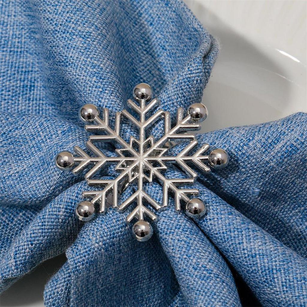Pack of 6 Napkin Holder Snowflake Napkin Buckles Christmas Serviette Rings Aluminum Material for Napkin Decorations