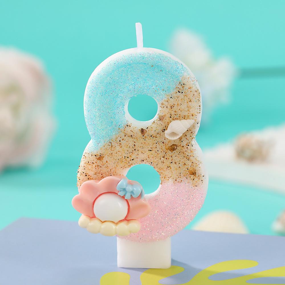 Original Birthday Candle for Girl Pink Pearl Seashell Birthday Candles Ocean Theme Decoration for Cake Party