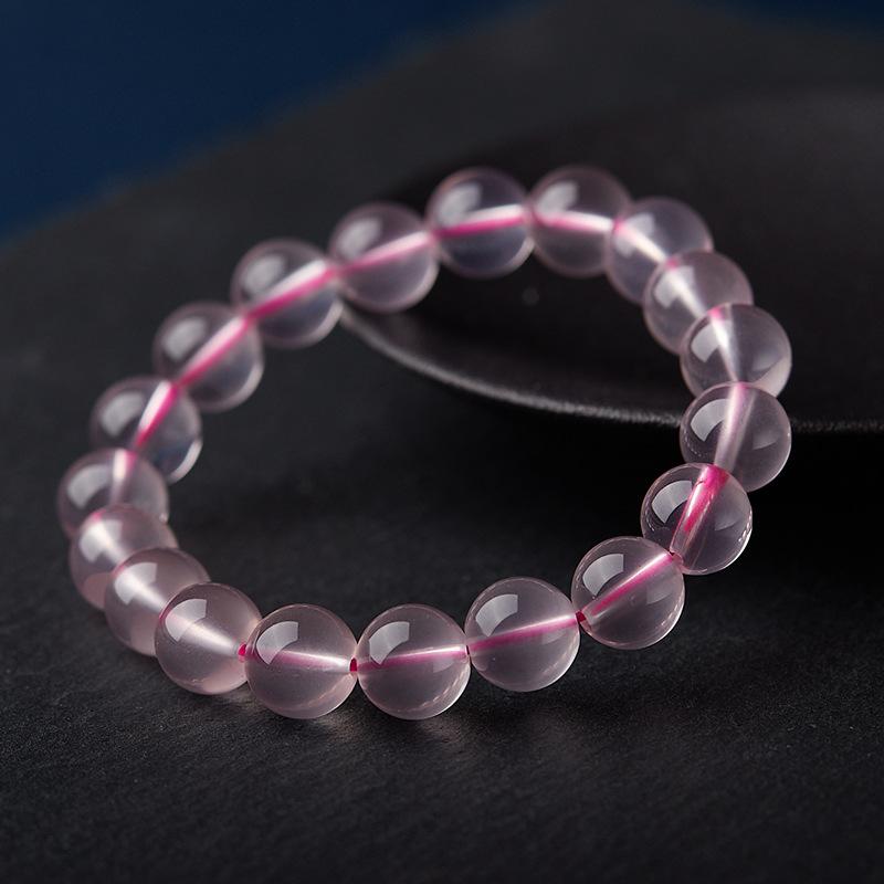 Natural Mozzarella Star Powder Crystal Bracelet Women'S Round Bead Crystal Transparent Hibiscus Stone Powder Crystal Bracelet.