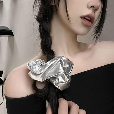 Regdin Glow Silver Metallic Hair Band Hair Scrunchie