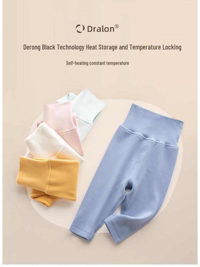 Infant Girls' High-Waisted Thermal Pants - Belly Protection for Autumn & Winter