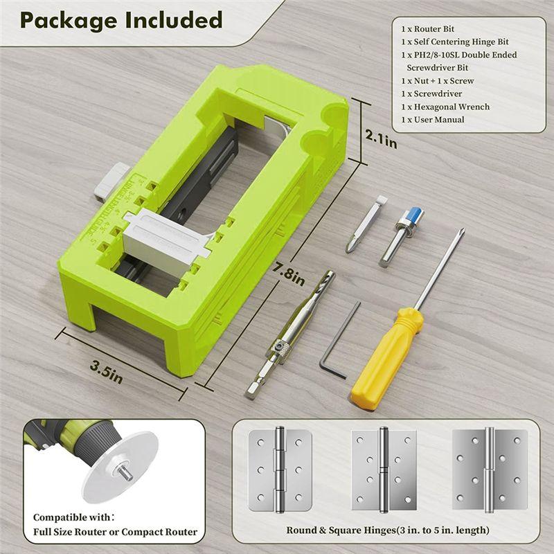 A20F-Door Hinge Jig,Door Hinge Router Jig, Door Hinge Installation Kit Fit 3 Inchto 5 Inch Length And 1/4 Inch Or 5/8 Inch