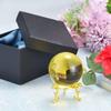 PATIKIL 60mm Crystal Ball, Set of 1, K9 Crystal Balls, Decorative Balls with Gift Box and Metal Stand, for Photography and Office Decor, Yellow