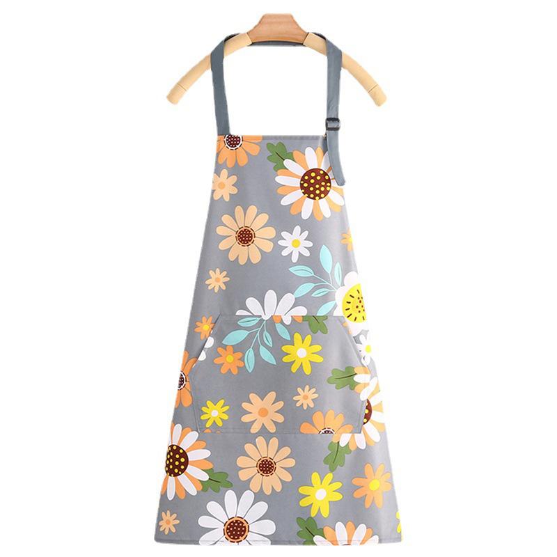 Cute Flower Kitchen Household Oil-Proof Cooking Apron For Women Children Men Kitchen Waterproof Adult Coffee Baking Accessories