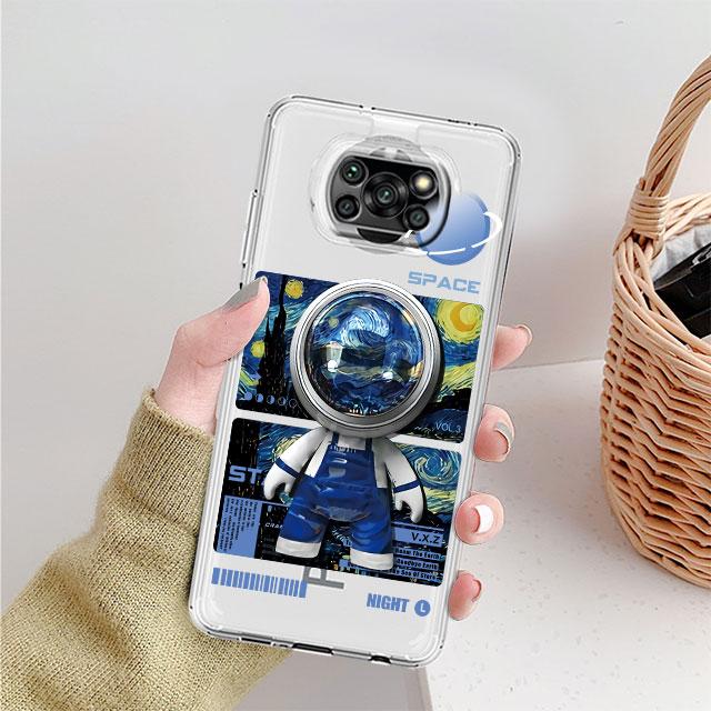 Clear Case For Xiaomi Mi Poco X3 NFC M3 Pro F3 F1 11 Lite 12 Redmi Note 10 9S 8 7 9 Soft Phone Cover Mechanical Astronaut Space