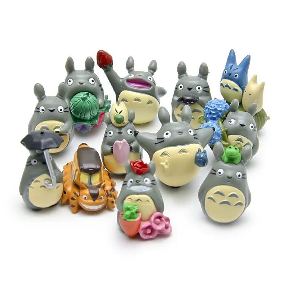 5/12Pcs Anime Miyazaki Hayao Series Totoro Figure Mini Statue Cute Micro Landscape Decorative Ornaments Car Ornament Kid Gifts