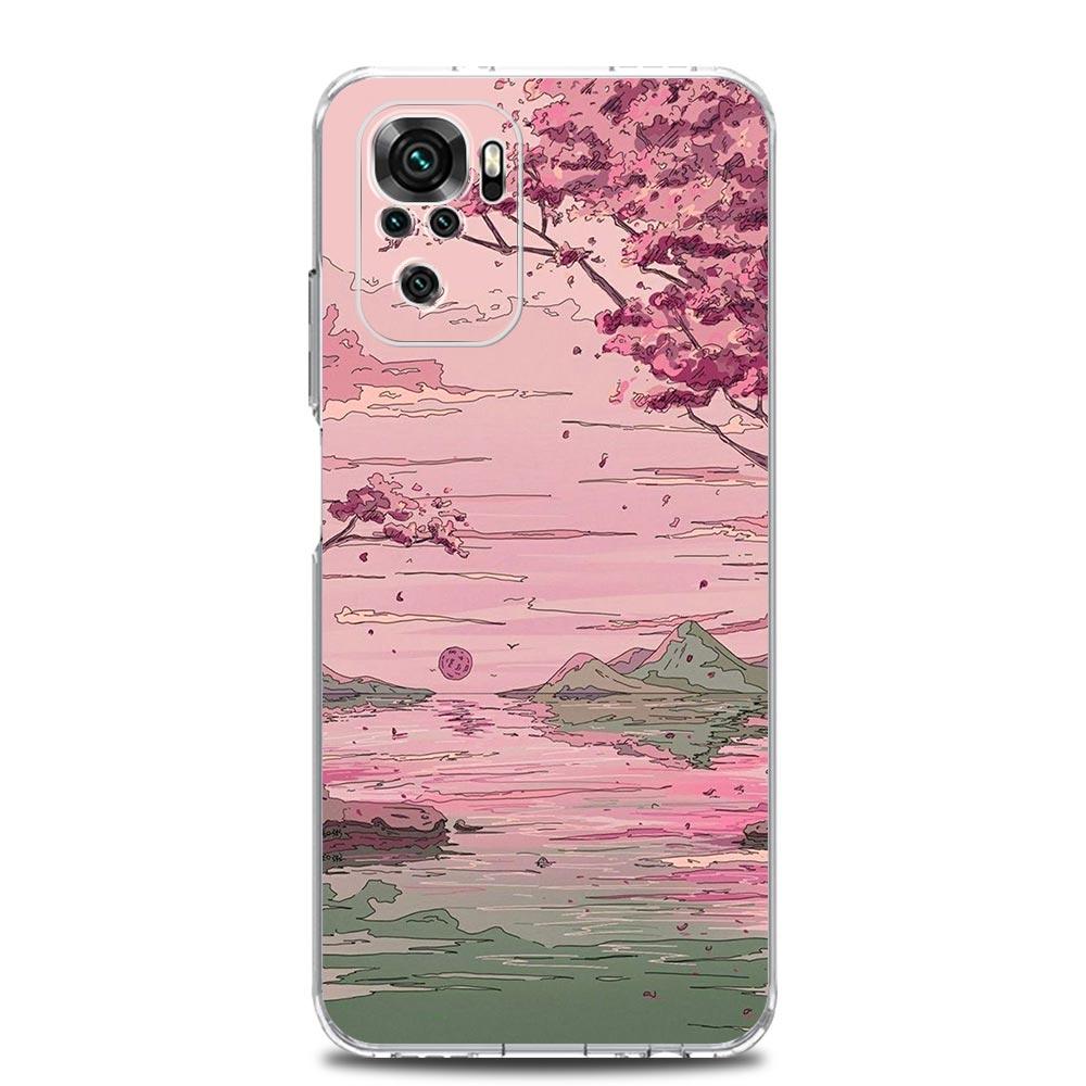 INS Japan Sunset Scenery Clear Phone Case For Xiaomi Redmi Note 12 5G 9S 9 8 10 11 Pro+ 9T 8T 10C 9C 9A 7 Pro Soft Back Cover