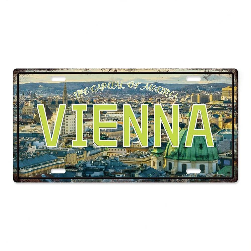 Hauptstadt Kennzeichen Metallposter Schilder Wanddeko Plakette Metall Vintage Blechschild für Restaurant Bar
